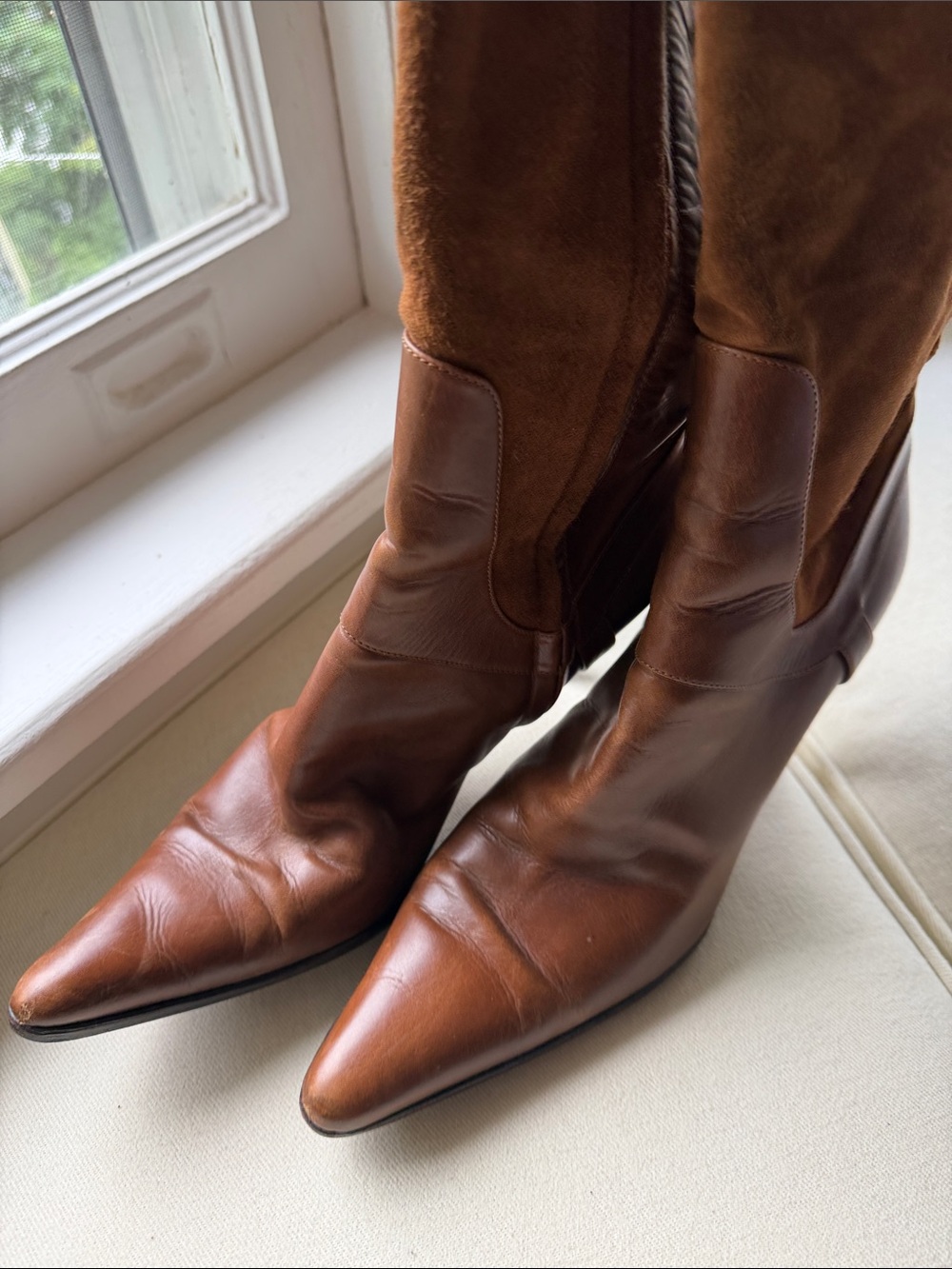 RALPH LAUREN Women's Brown Leather & Suede Knee-High Boots SZ 9 - Picture 6 of 8